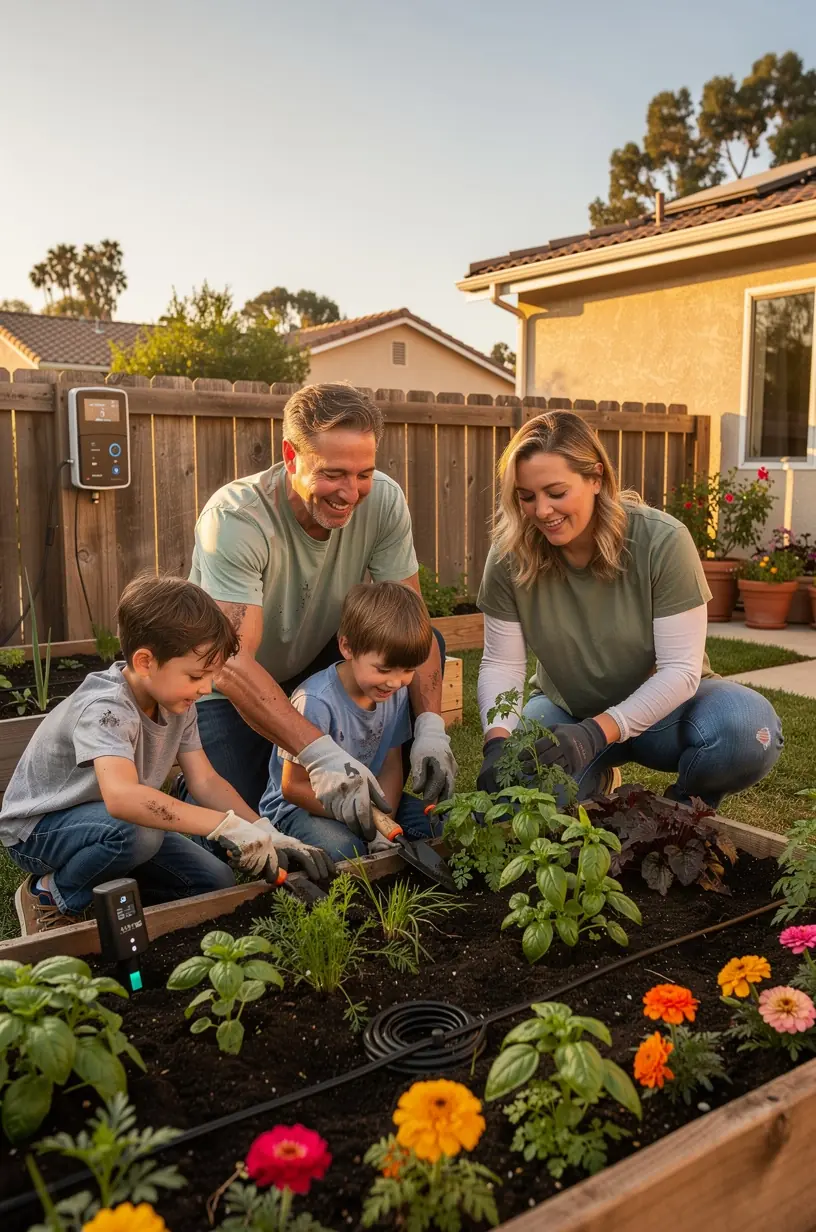 Sustainable daily routine with smart living systems.